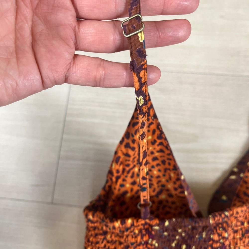 Angie Women Orange Brown Leopard Print Twist Front Smocked Maxi Dress Size M - Picture 10 of 10